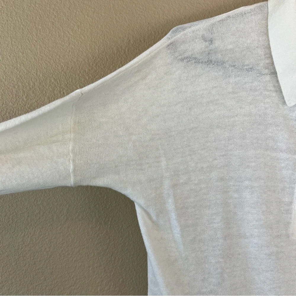 banana republic linen blend long sleeve johnny collar shirt iced vanilla - Picture 6 of 10